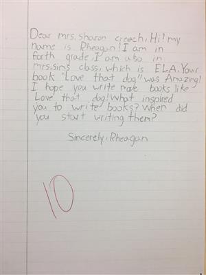 Letter form Rheagan 